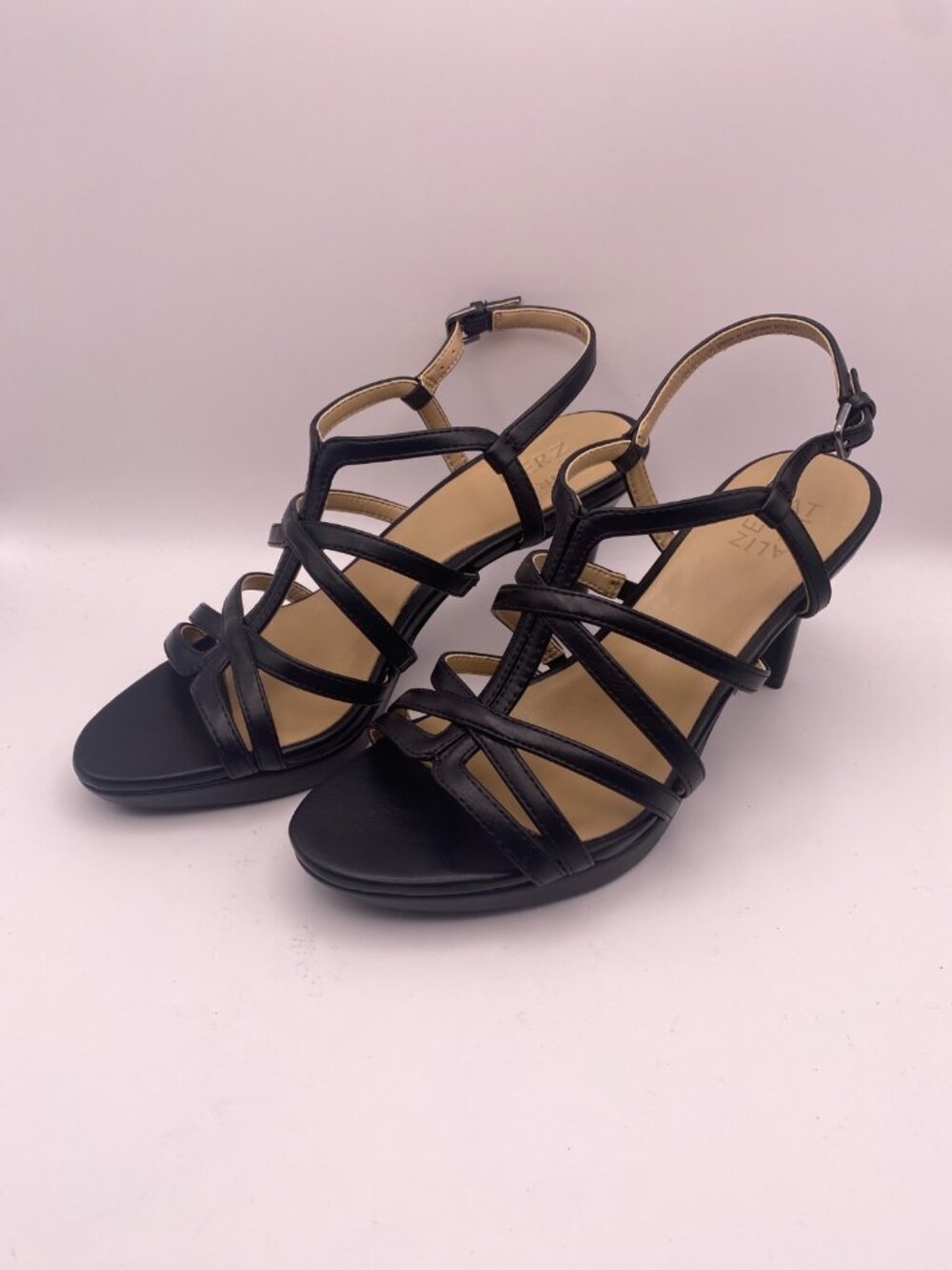 Naturalizer Womens Baylor Black Heel Strap Dress Sandal Sz 9